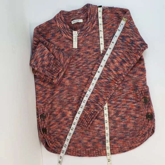 Madewell Sweater XXS Multicolor Blues Rust Orange Wool Acrylic Womens Knit NWT - Picture 13 of 16